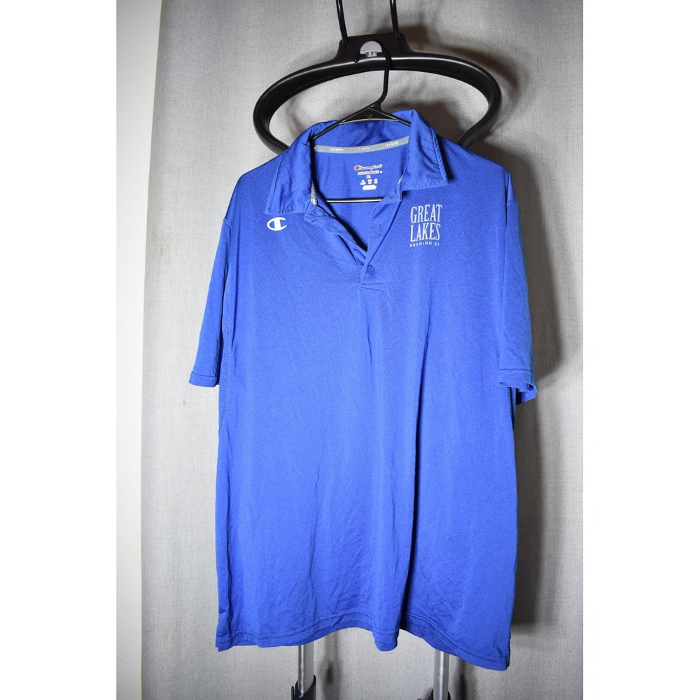 Champion Performance Great Lakes Brewing Co Polo Shirt Mens XL Royal Blue Vapor